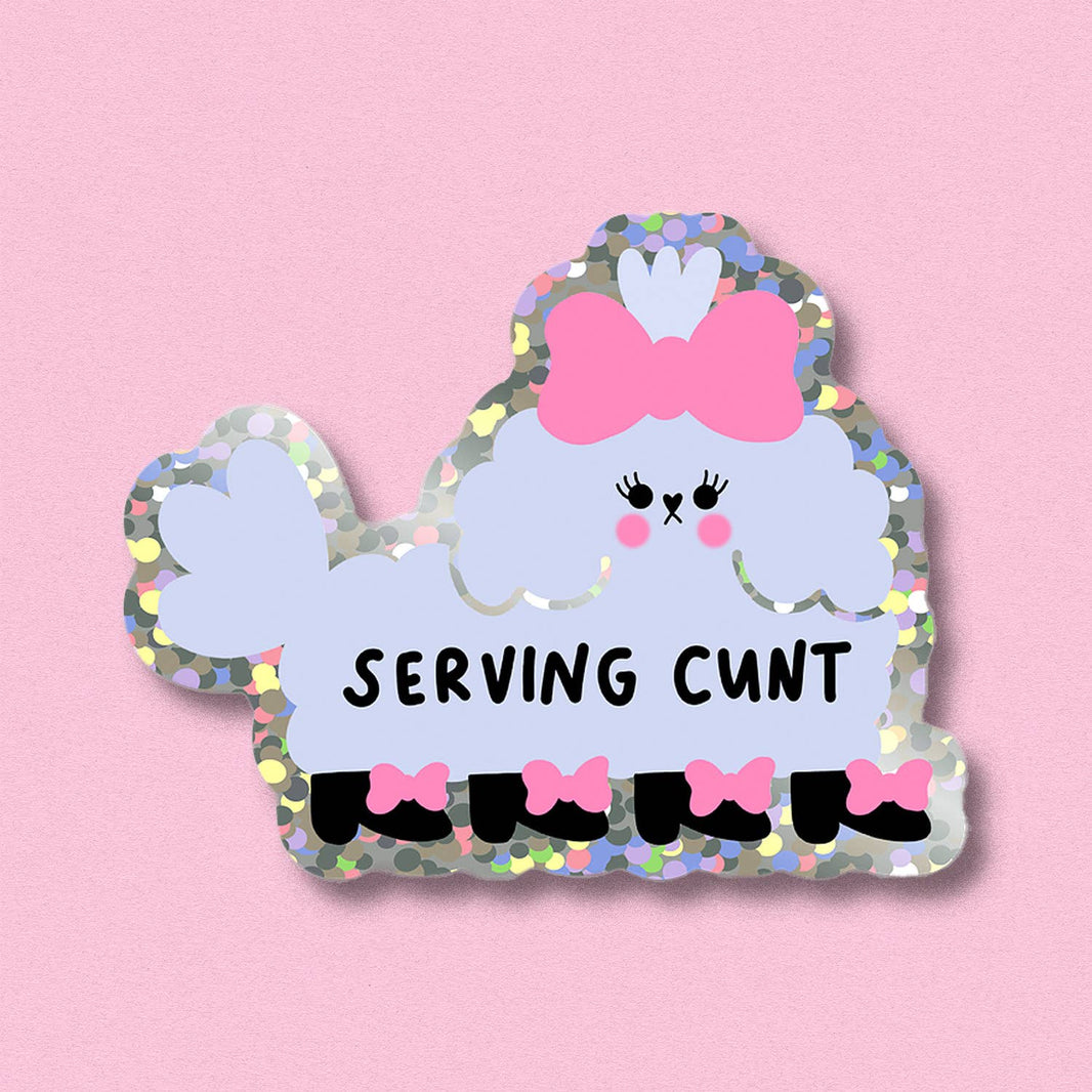 Glitter sticker serving cunt