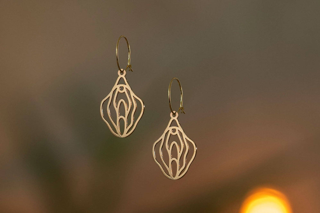 Vulva Design Earrings | Gold