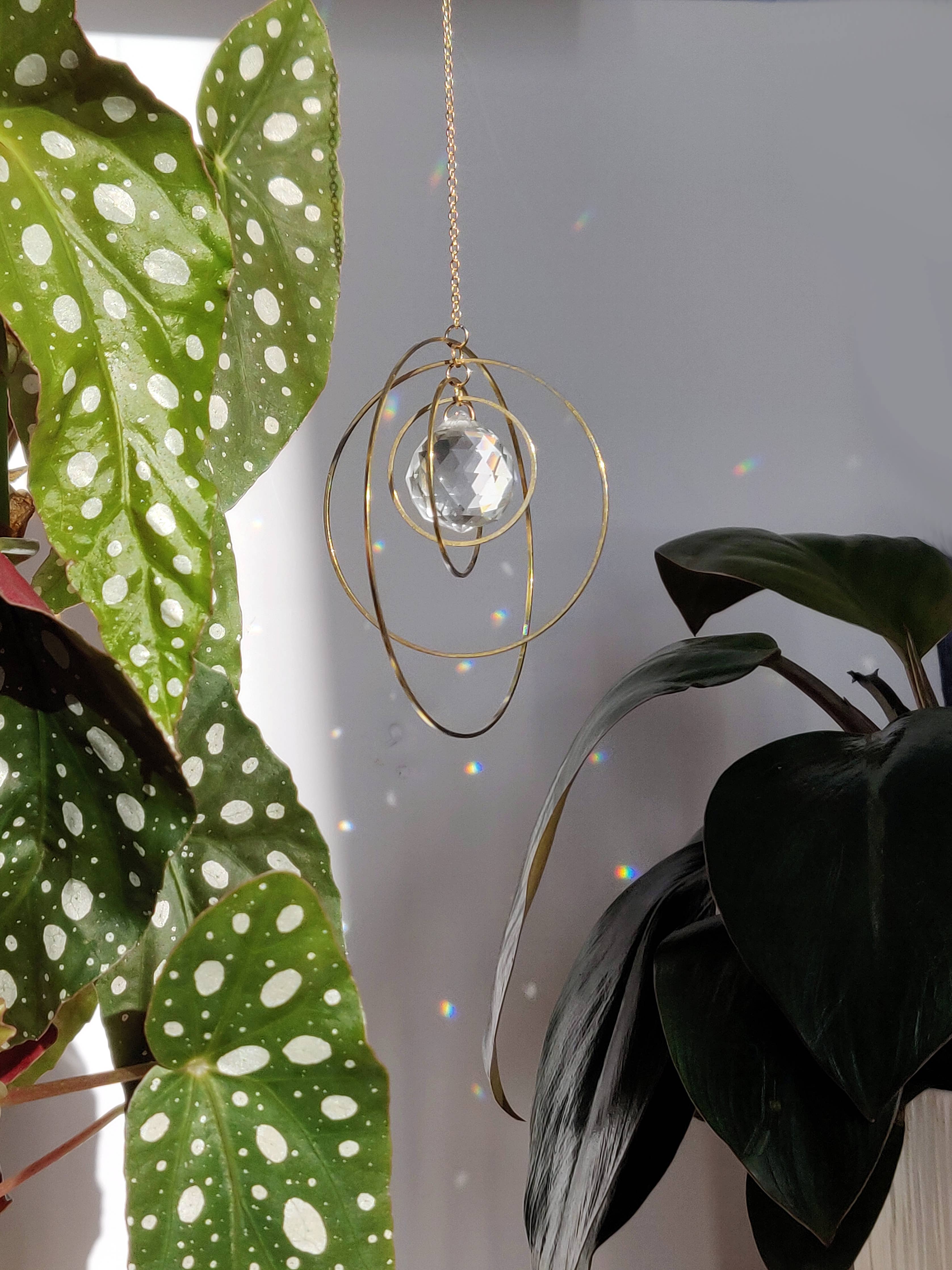 GALAXY • Brass and glass crystal suncatcher: 50cm