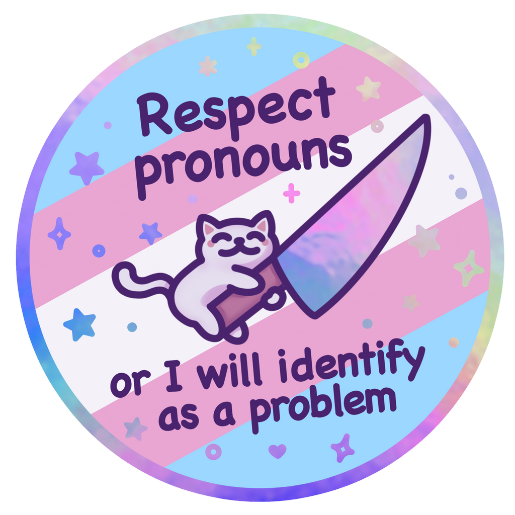 Holographic Respect Pronouns Vinyl Sticker