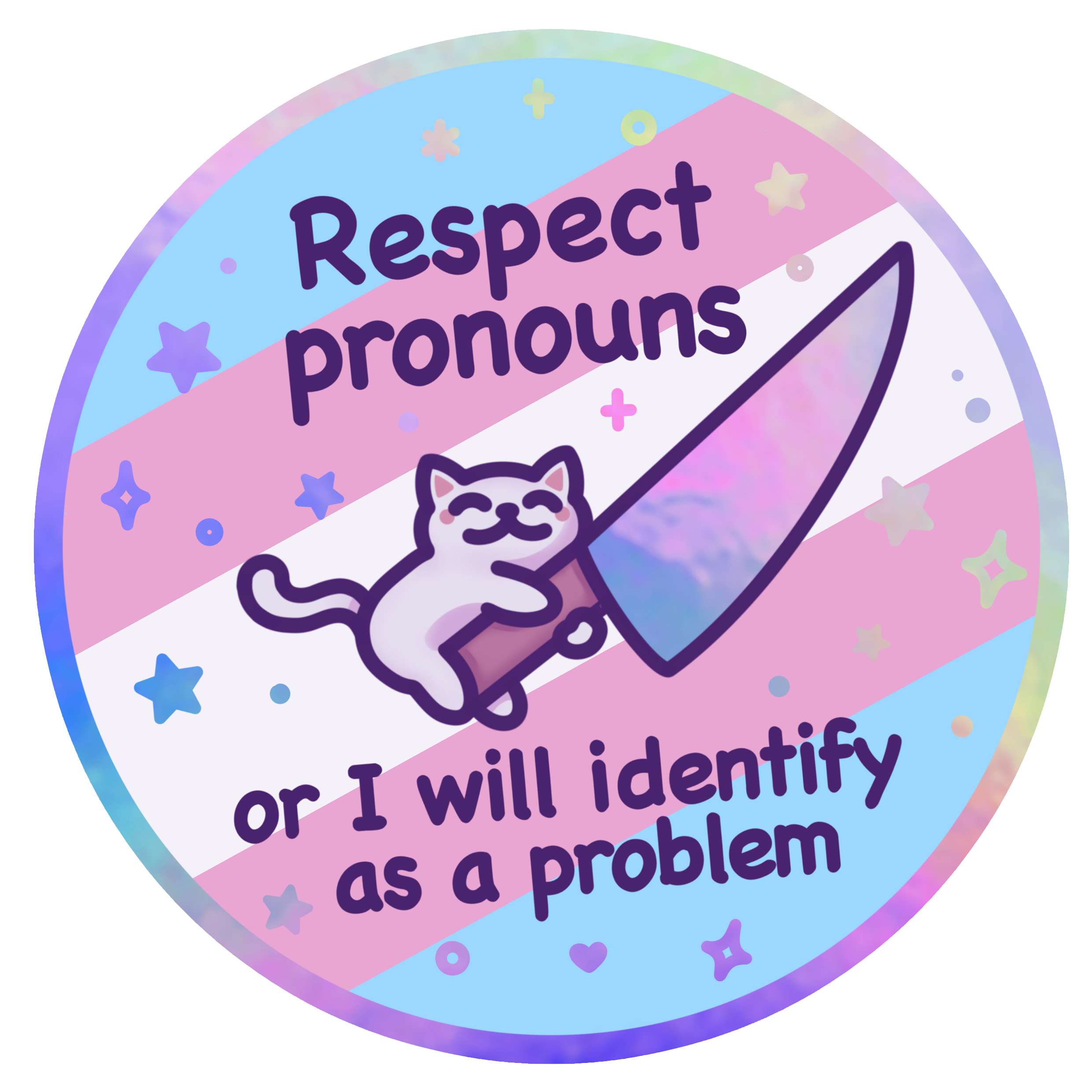 Holographic Respect Pronouns Vinyl Sticker
