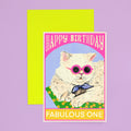 Happy Birthday Fabulous One Cat Card