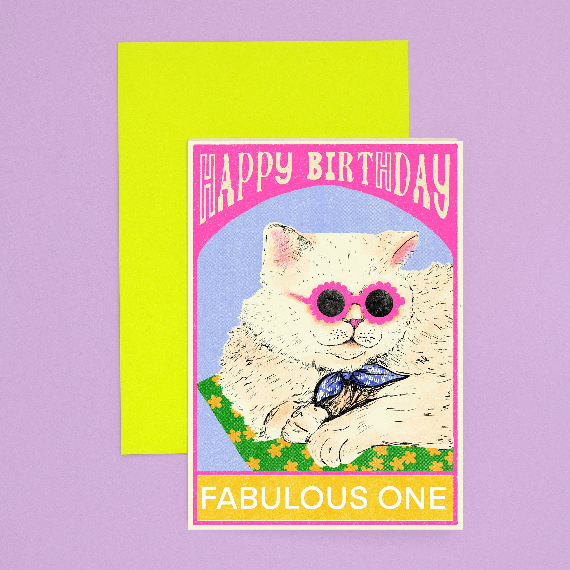 Happy Birthday Fabulous One Cat Card
