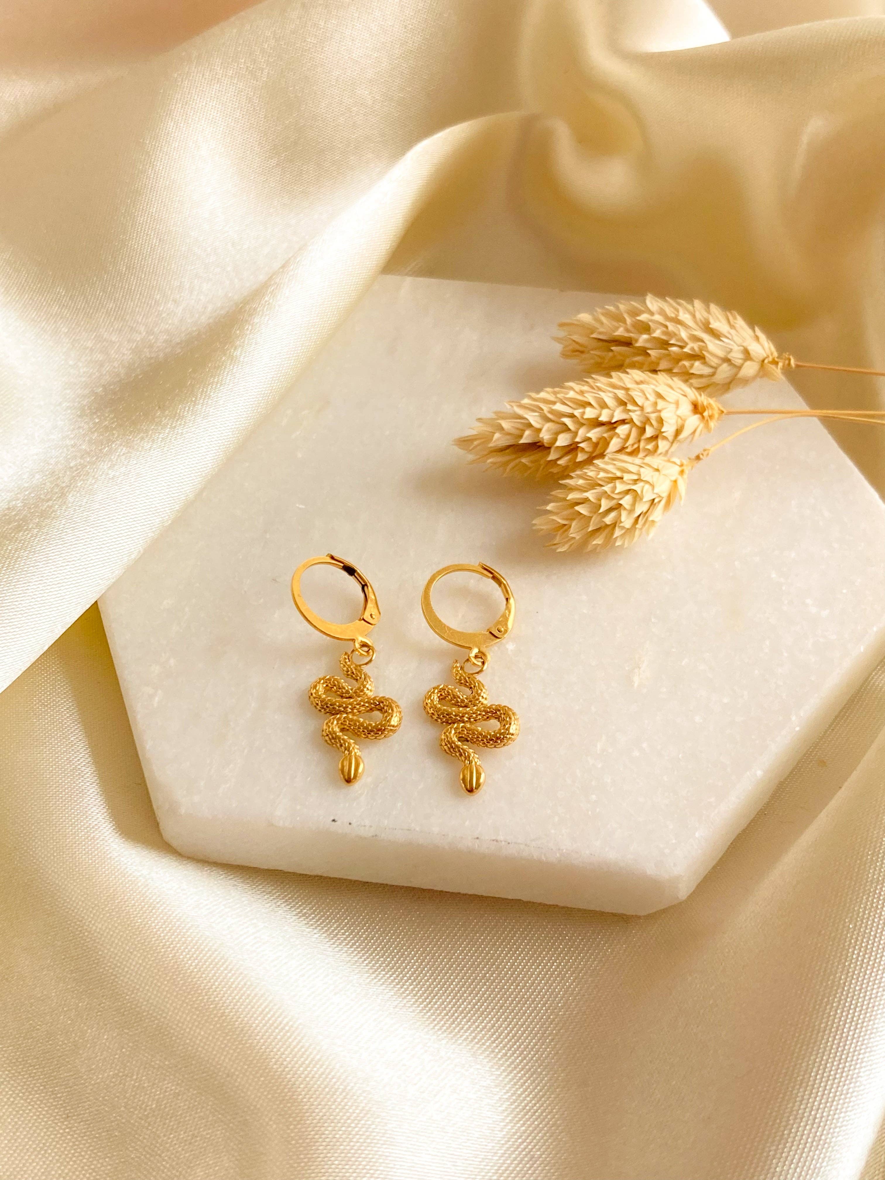 Snake gold earrings