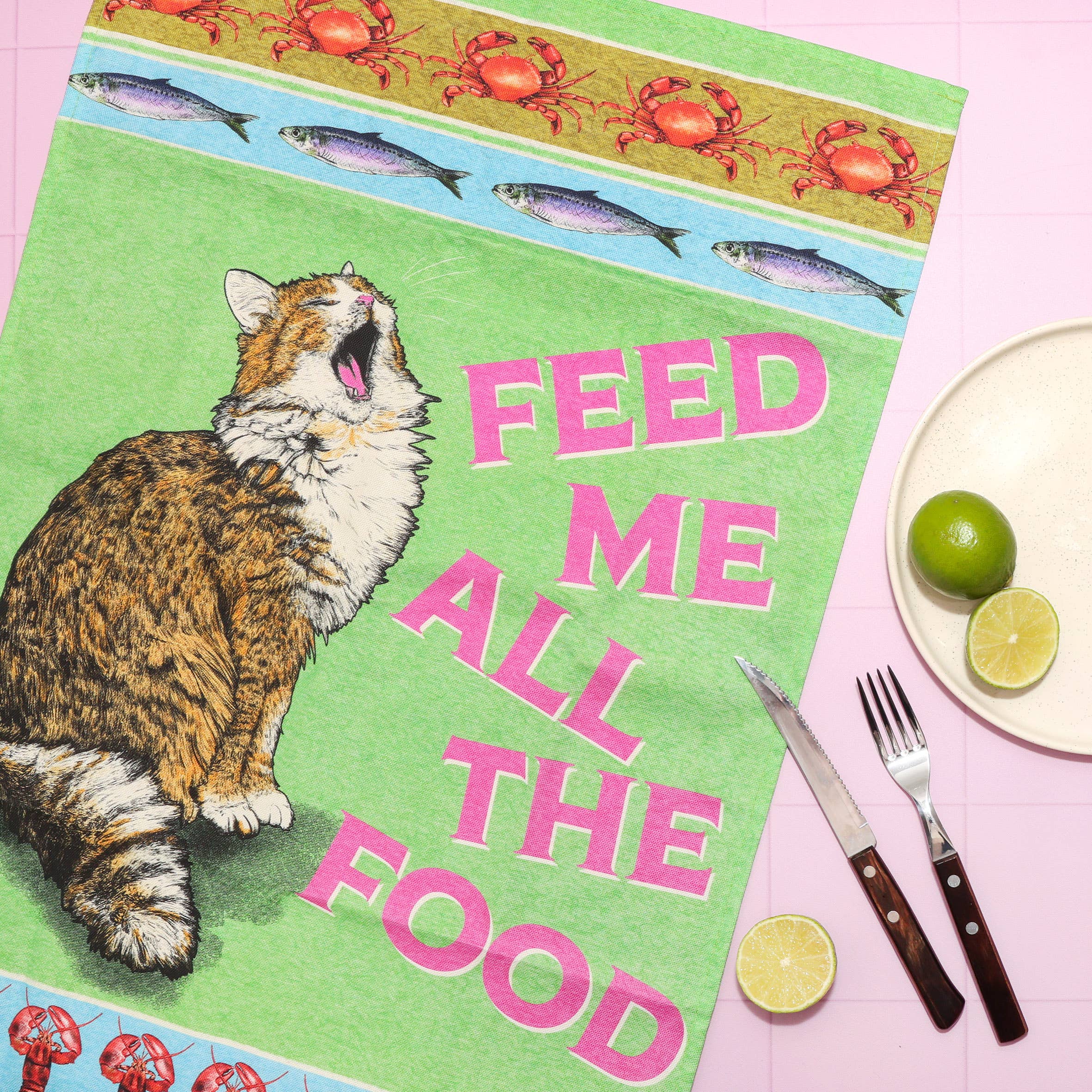 Feed The Cat Tea Towel | 100% Cotton Dish Towel