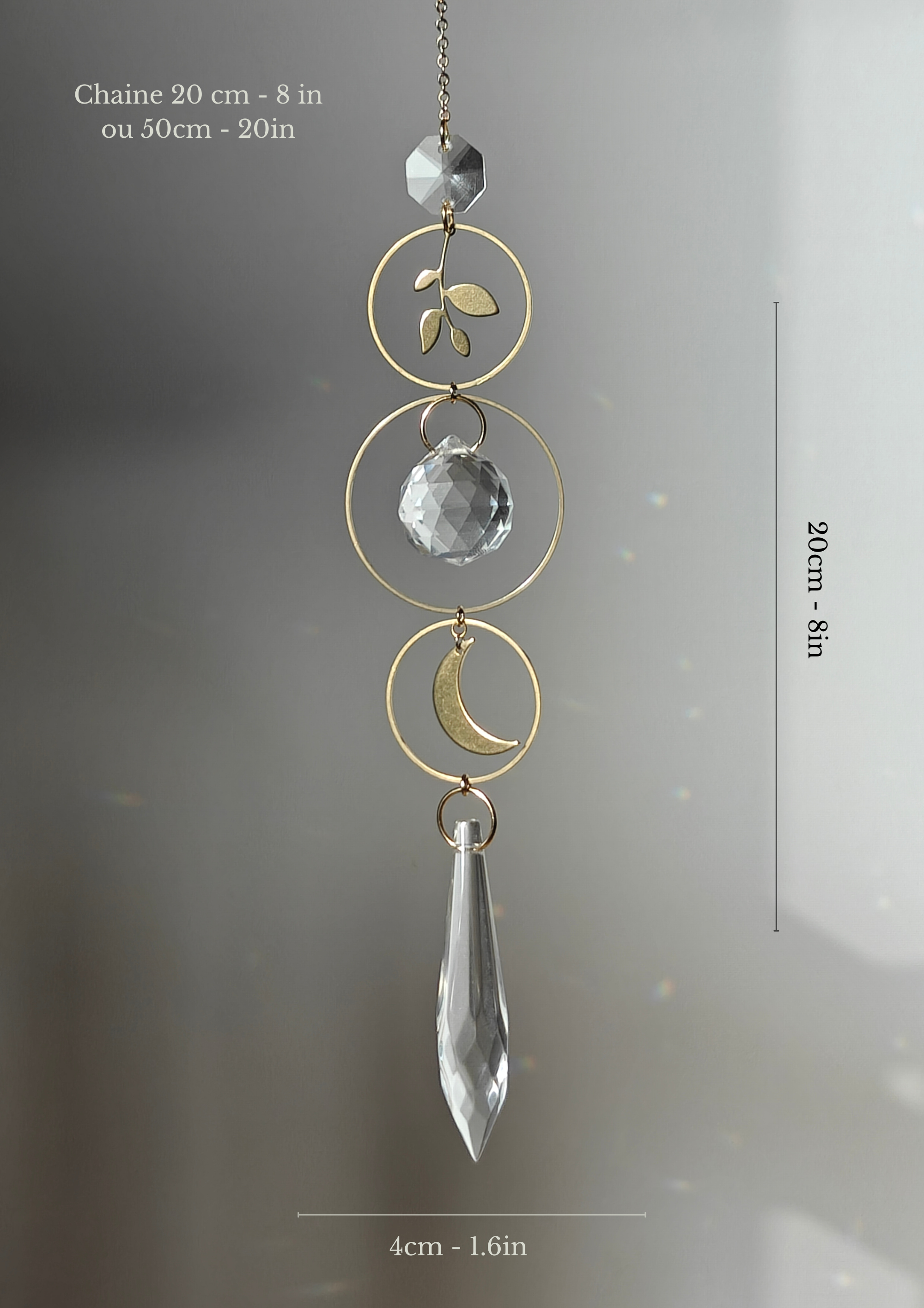 SELENE • Brass & Glass Crystal Suncatcher