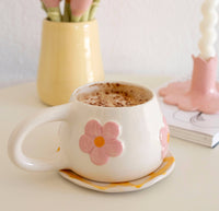 Blomma Mug – Handmade Ceramic Flower Cup (300 ml): Pink mug