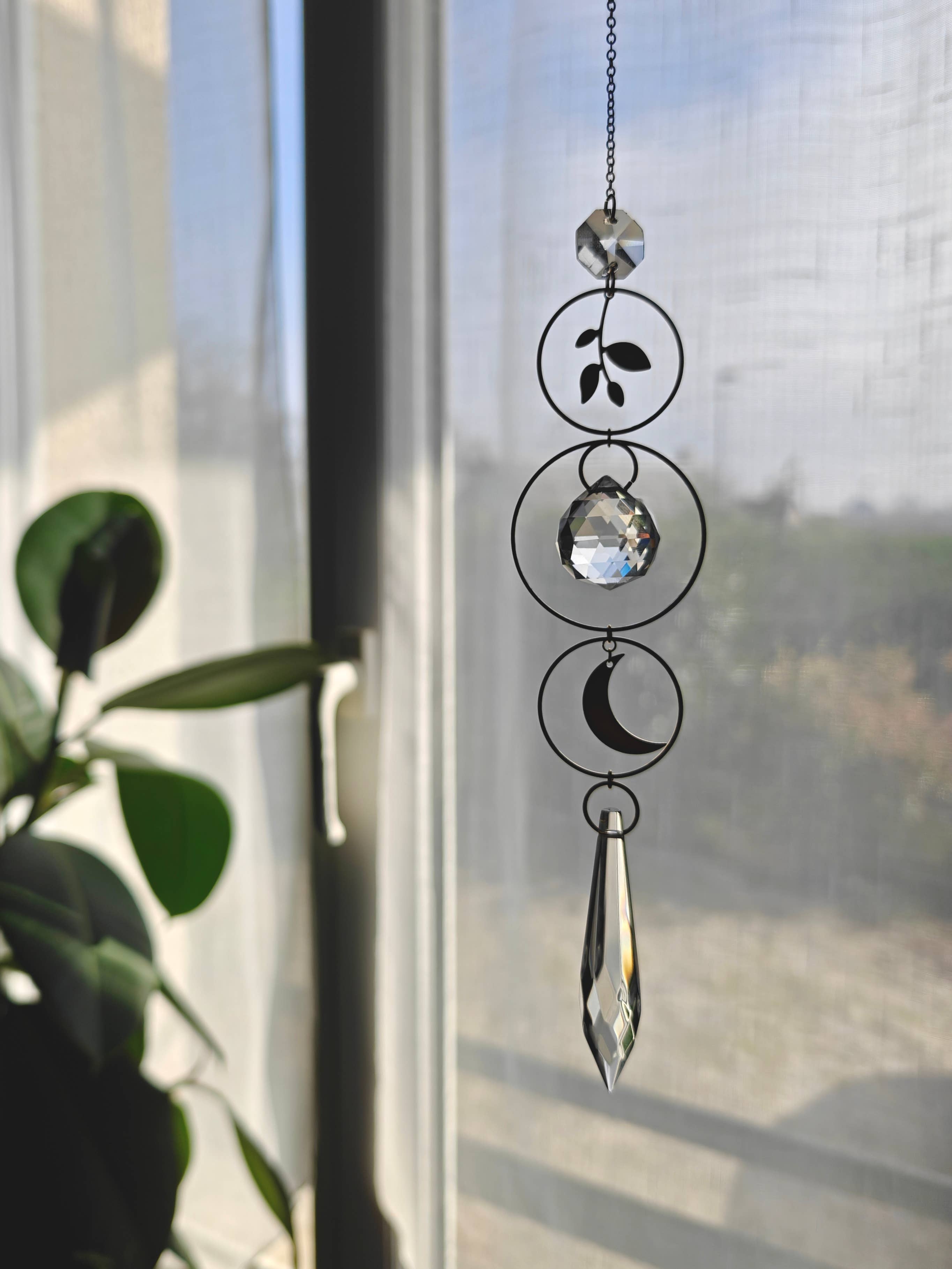SELENE • Brass & Glass Crystal Suncatcher