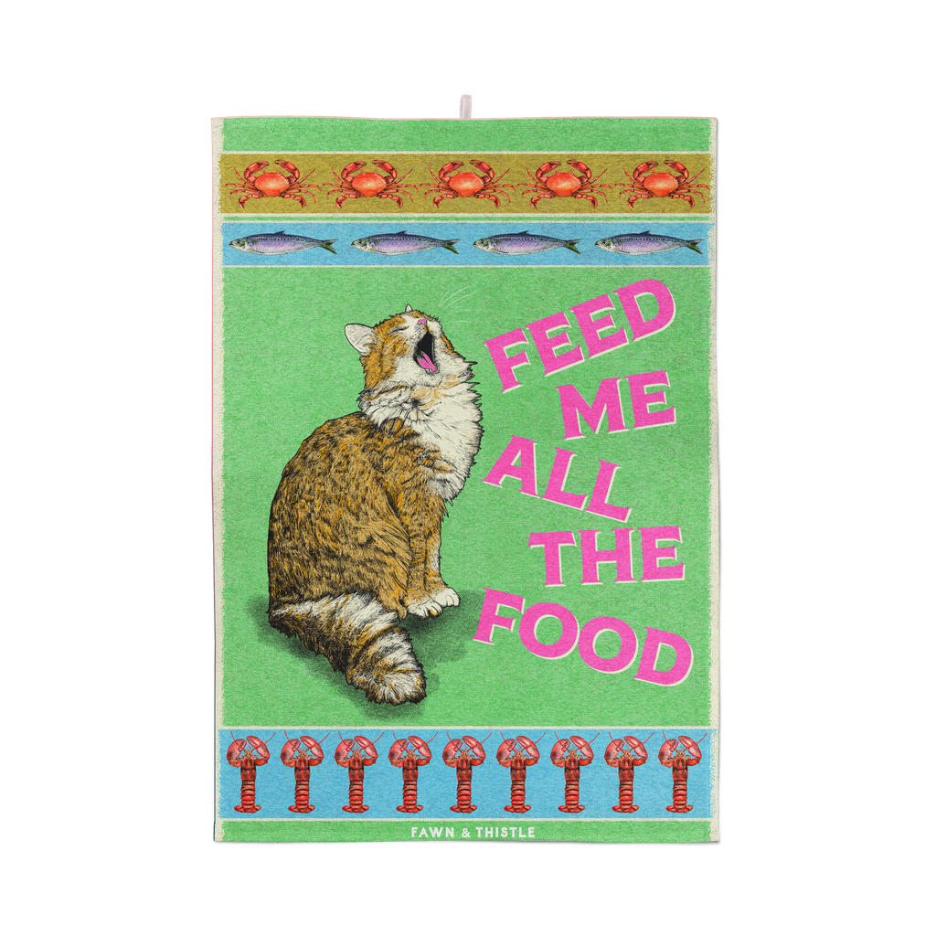 Feed The Cat Tea Towel | 100% Cotton Dish Towel