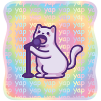 Funny Holographic Cat Meme Sticker | Yap Yap Yap
