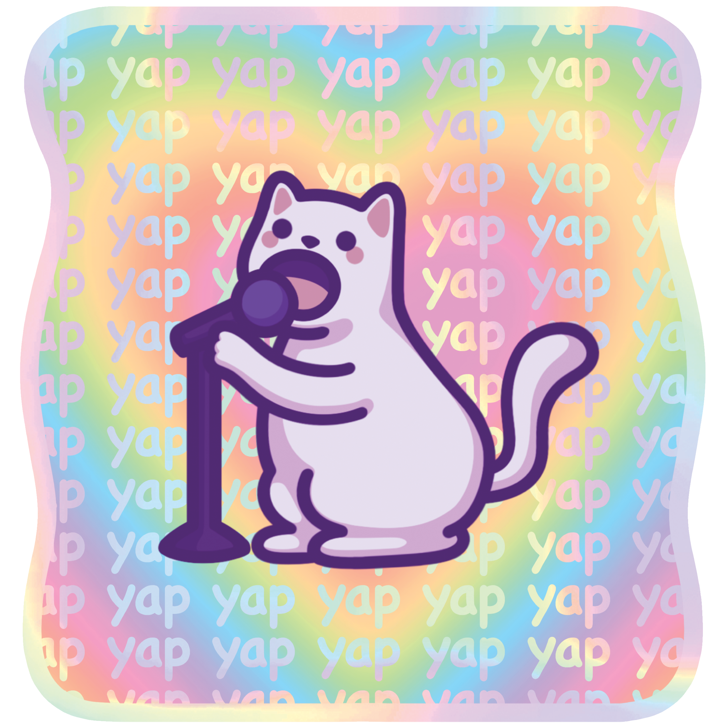 Funny Holographic Cat Meme Sticker | Yap Yap Yap