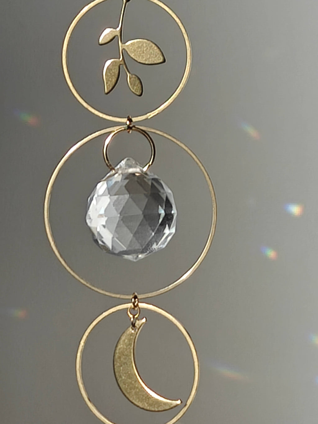 SELENE • Brass & Glass Crystal Suncatcher