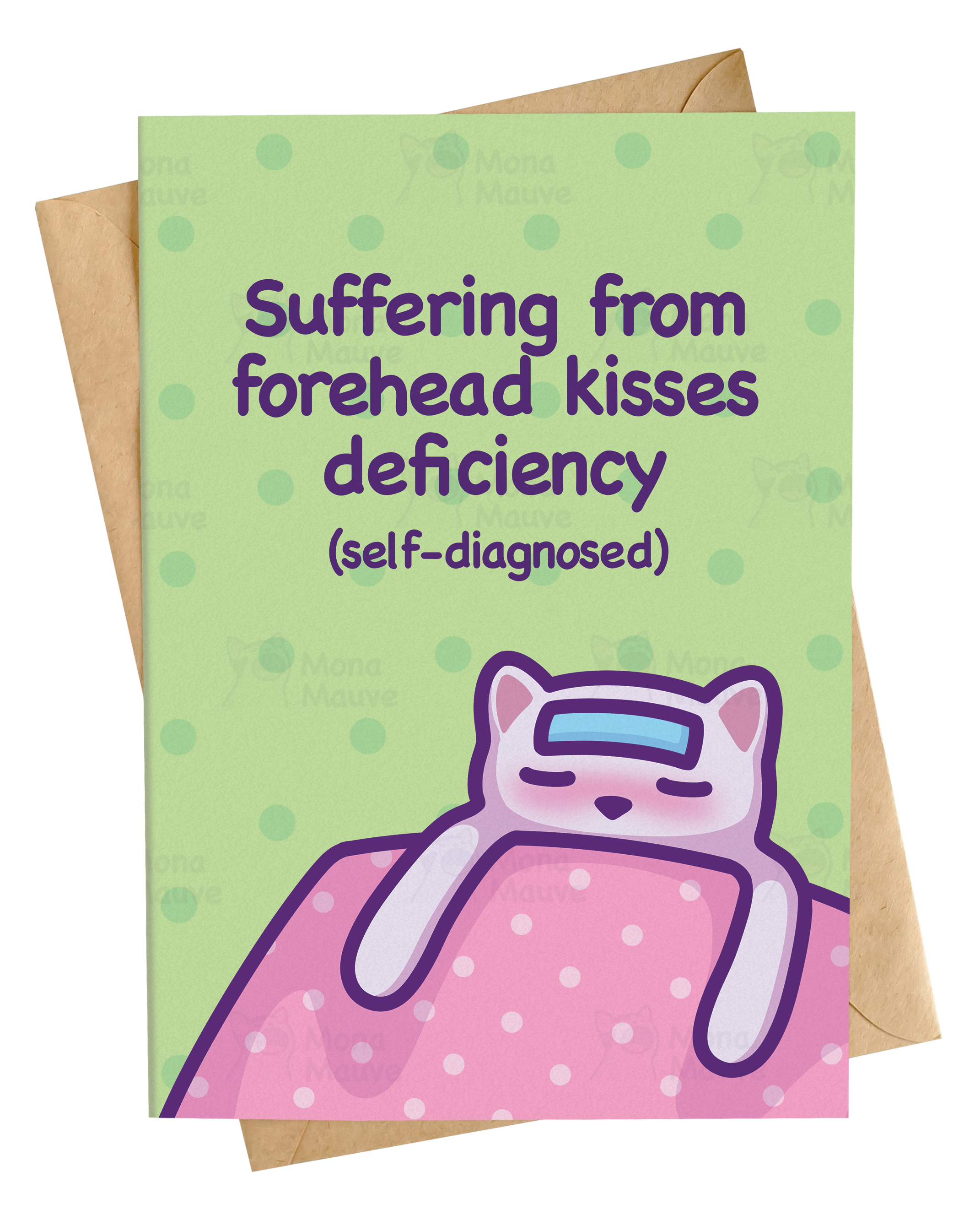 Forehead Kisses Deficiency | Cute Cat Card