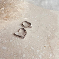 Silver Abstract Wave Hoops
