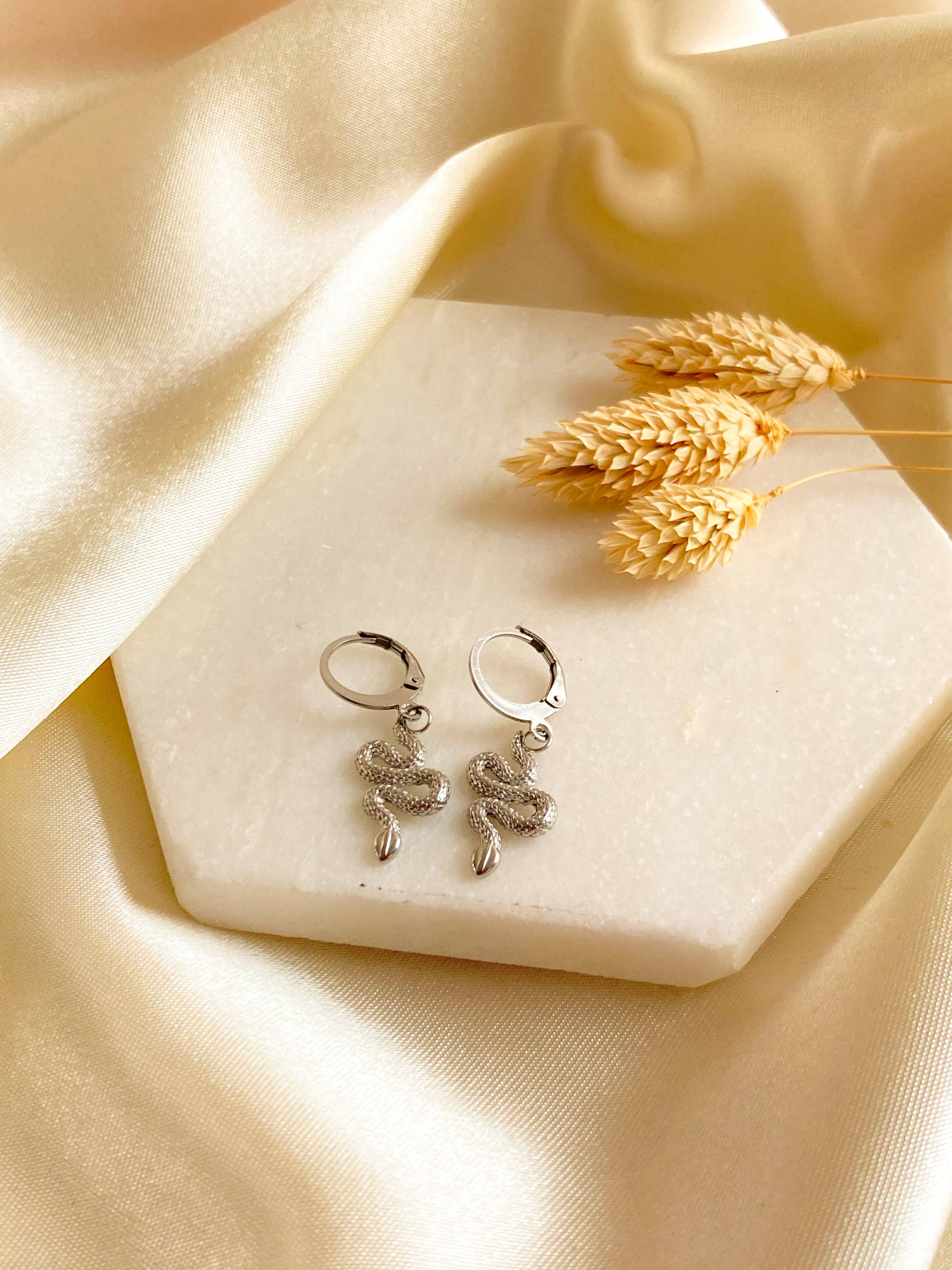 Snake silver earrings