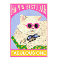 Happy Birthday Fabulous One Cat Card
