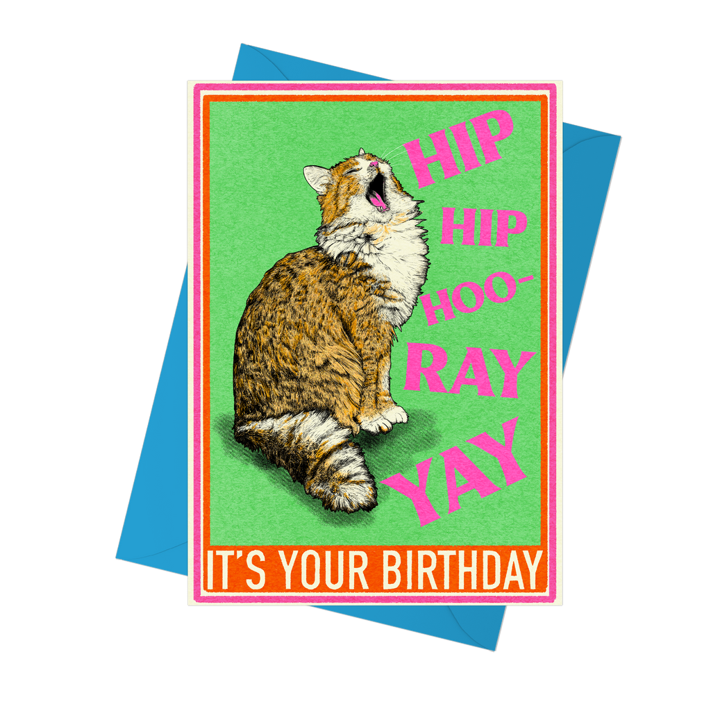 Hip Hip Hooray Cat Birthday Card |