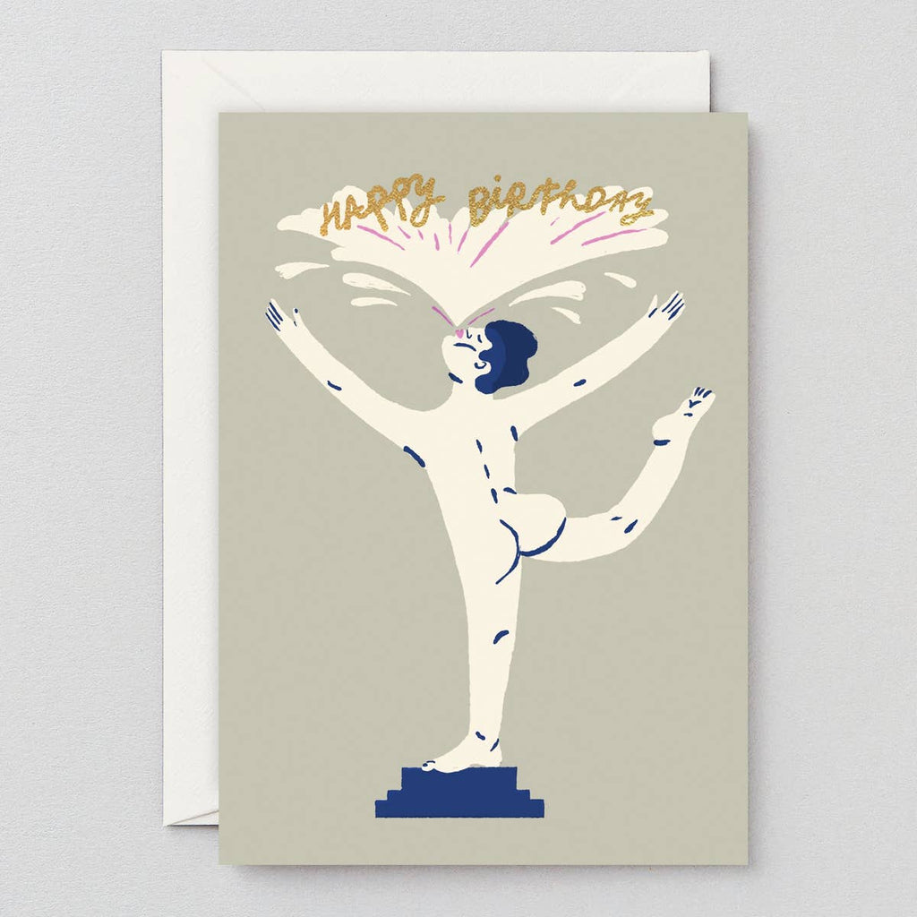 'Happy Birthday Statue' Greetings Card