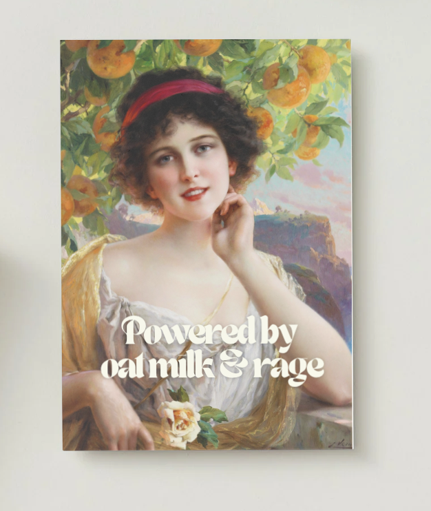 Postkarte Powered by Oat Milk and Rage