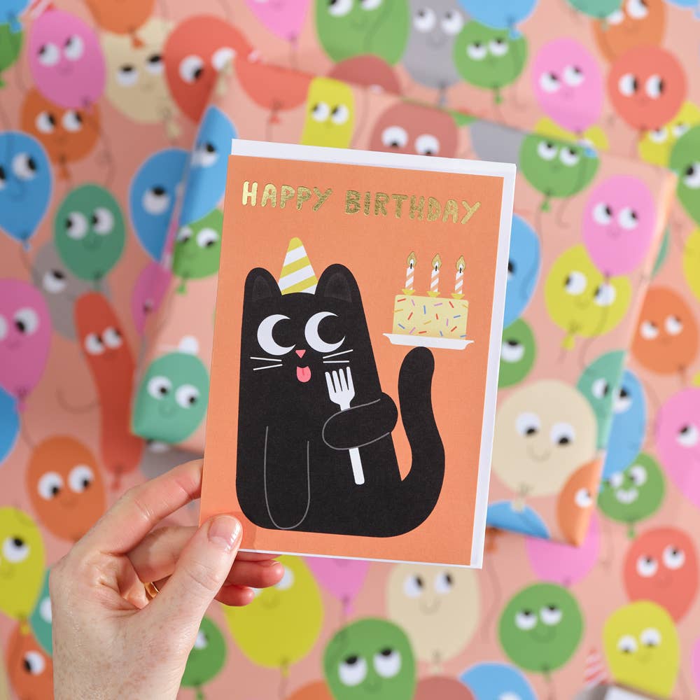 Card Birthday Cat Cake