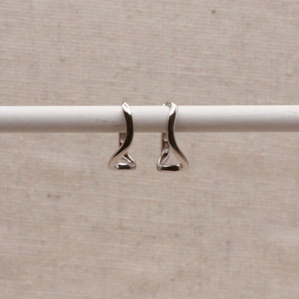 Silver Abstract Wave Hoops