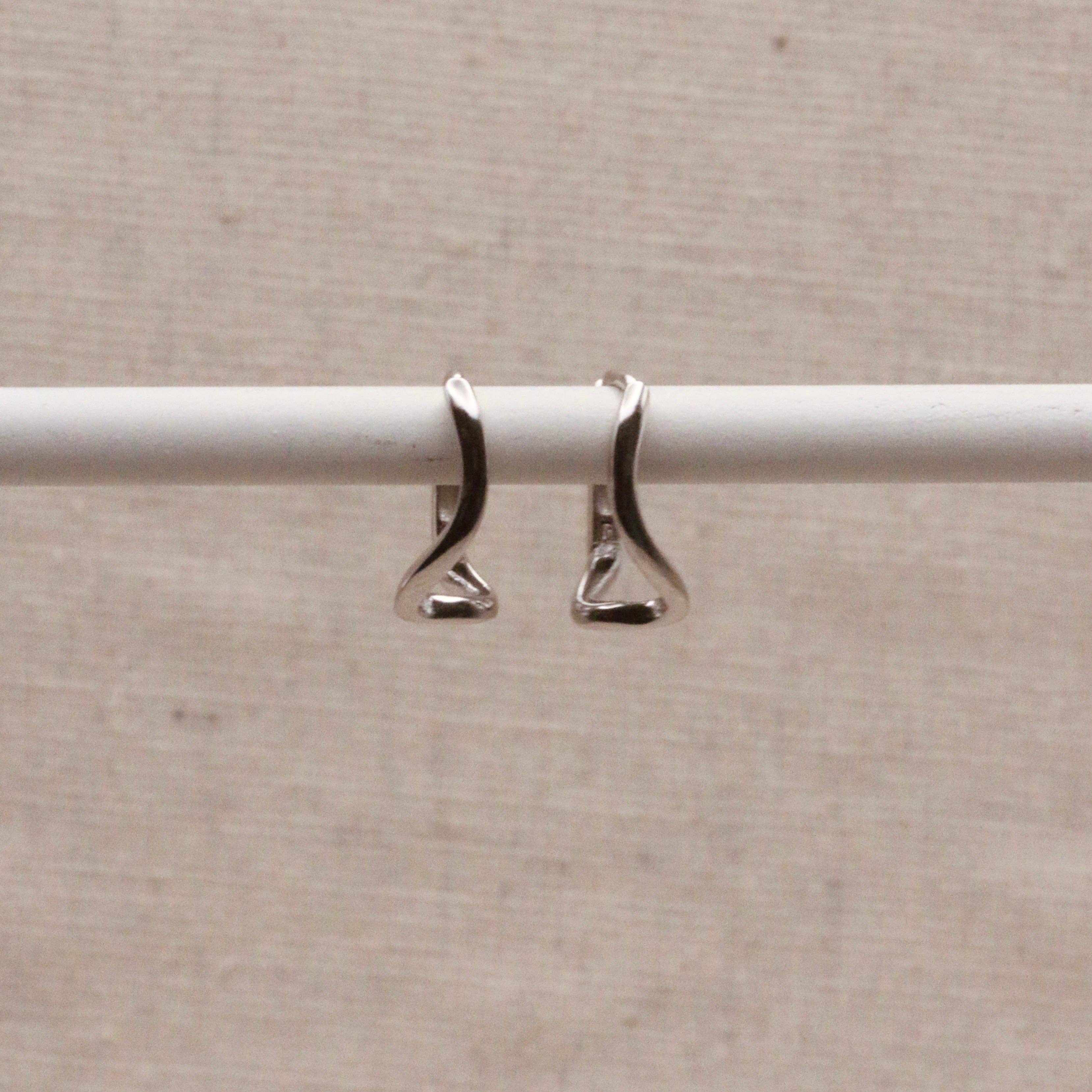 Silver Abstract Wave Hoops
