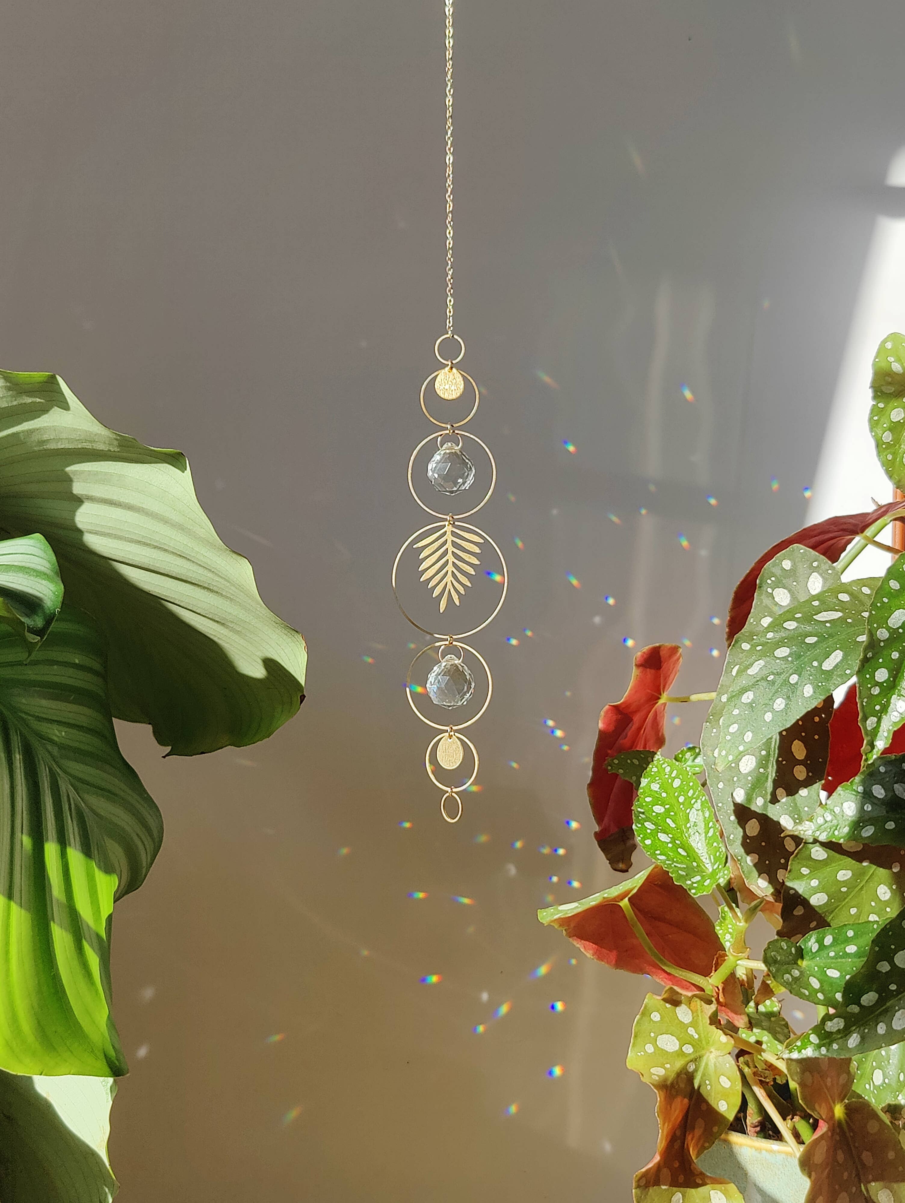 GAÏA • Brass & glass crystal suncatcher