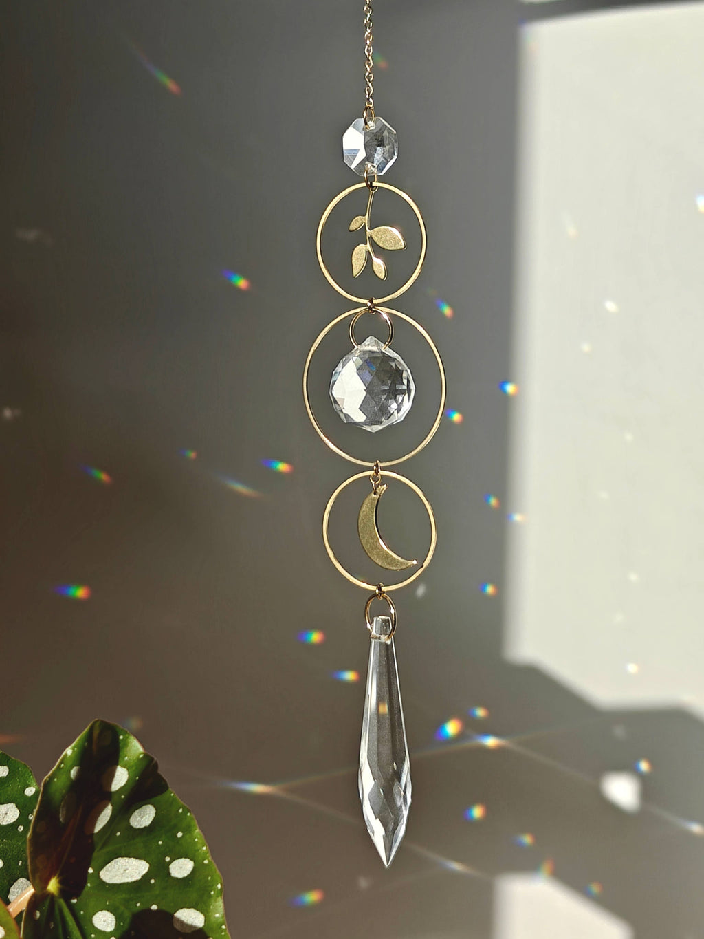 SELENE • Brass & Glass Crystal Suncatcher