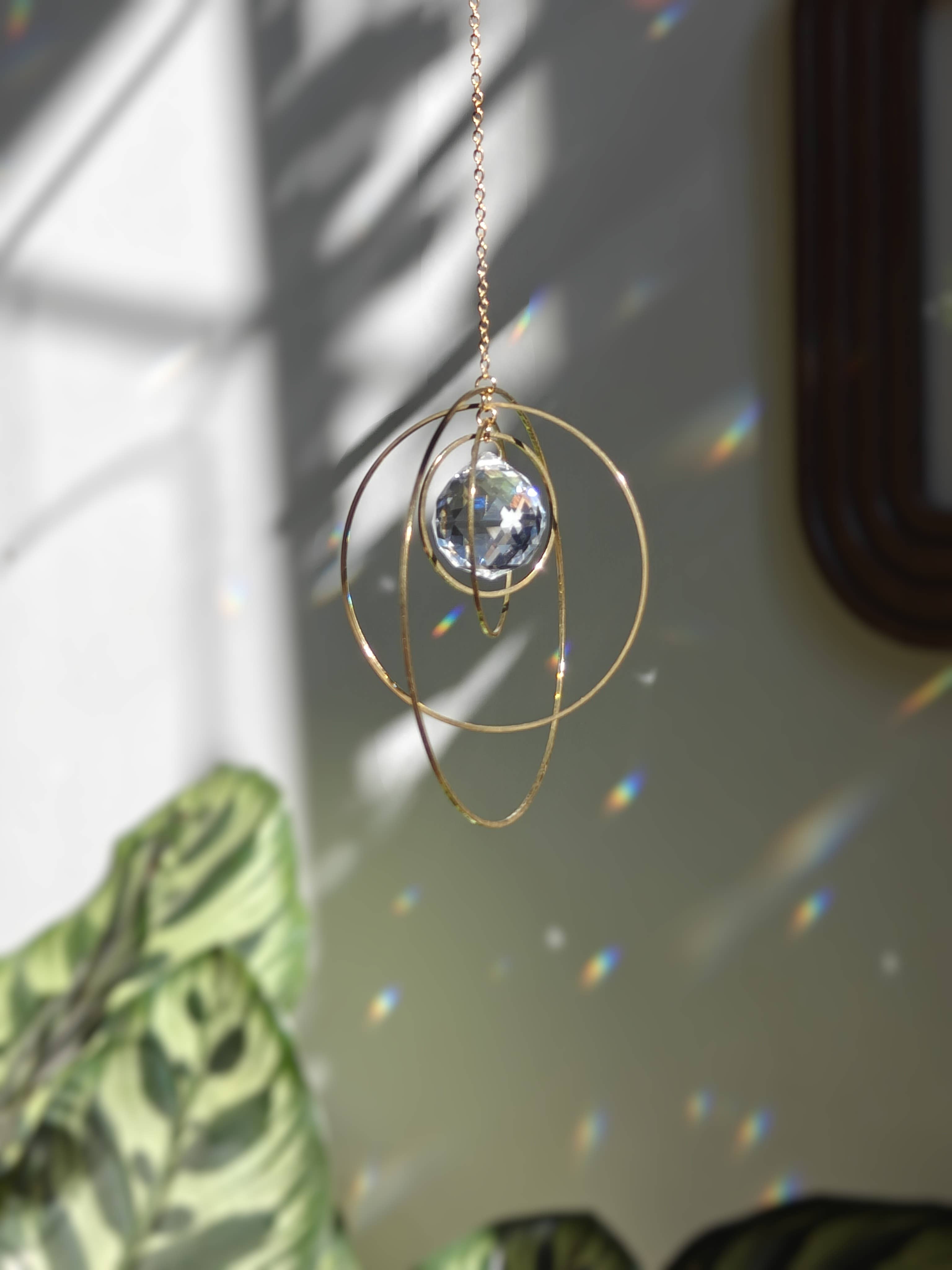 GALAXY • Brass and glass crystal suncatcher: 50cm