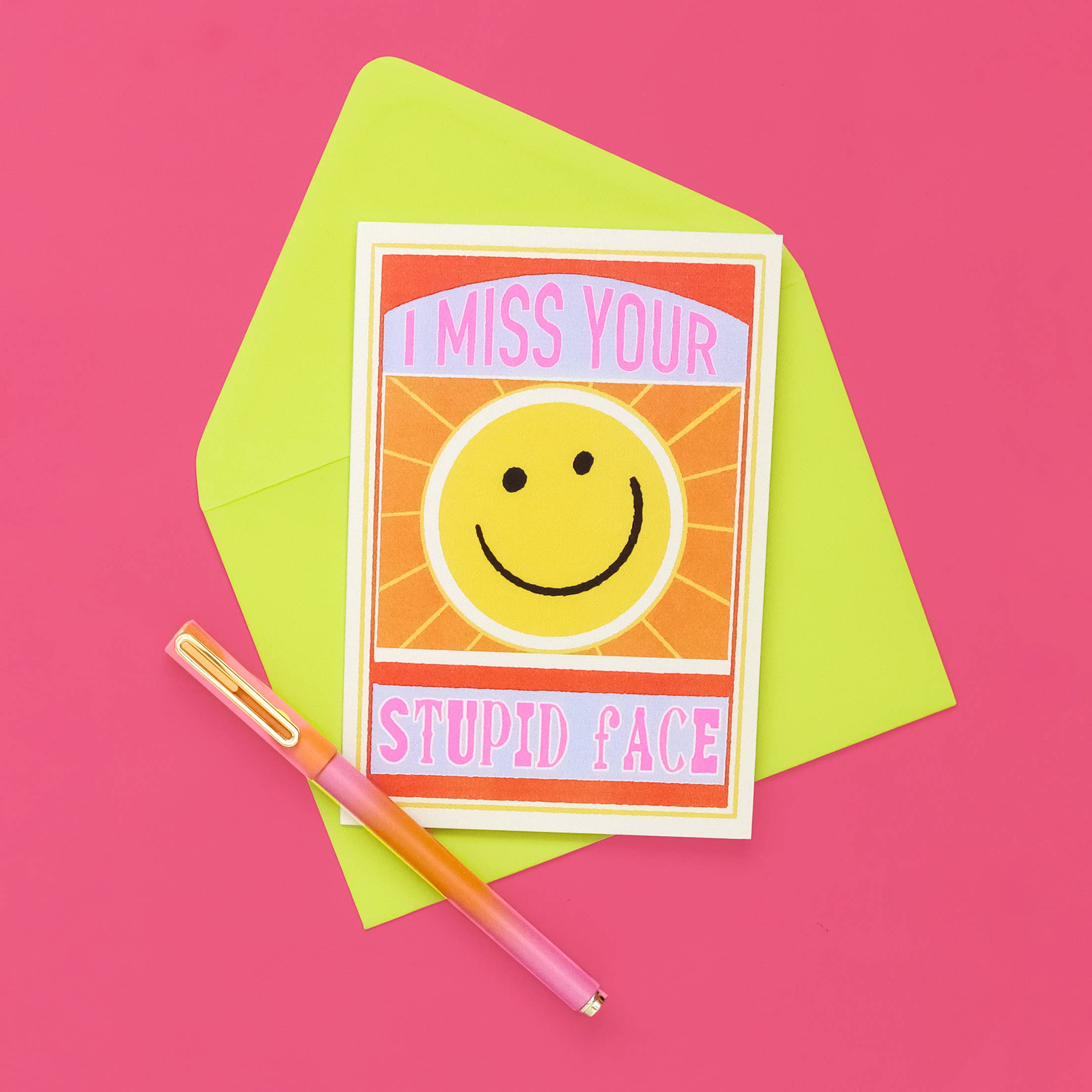 Miss Your Stupid Face Greeting Card | Thinking Of You | Love