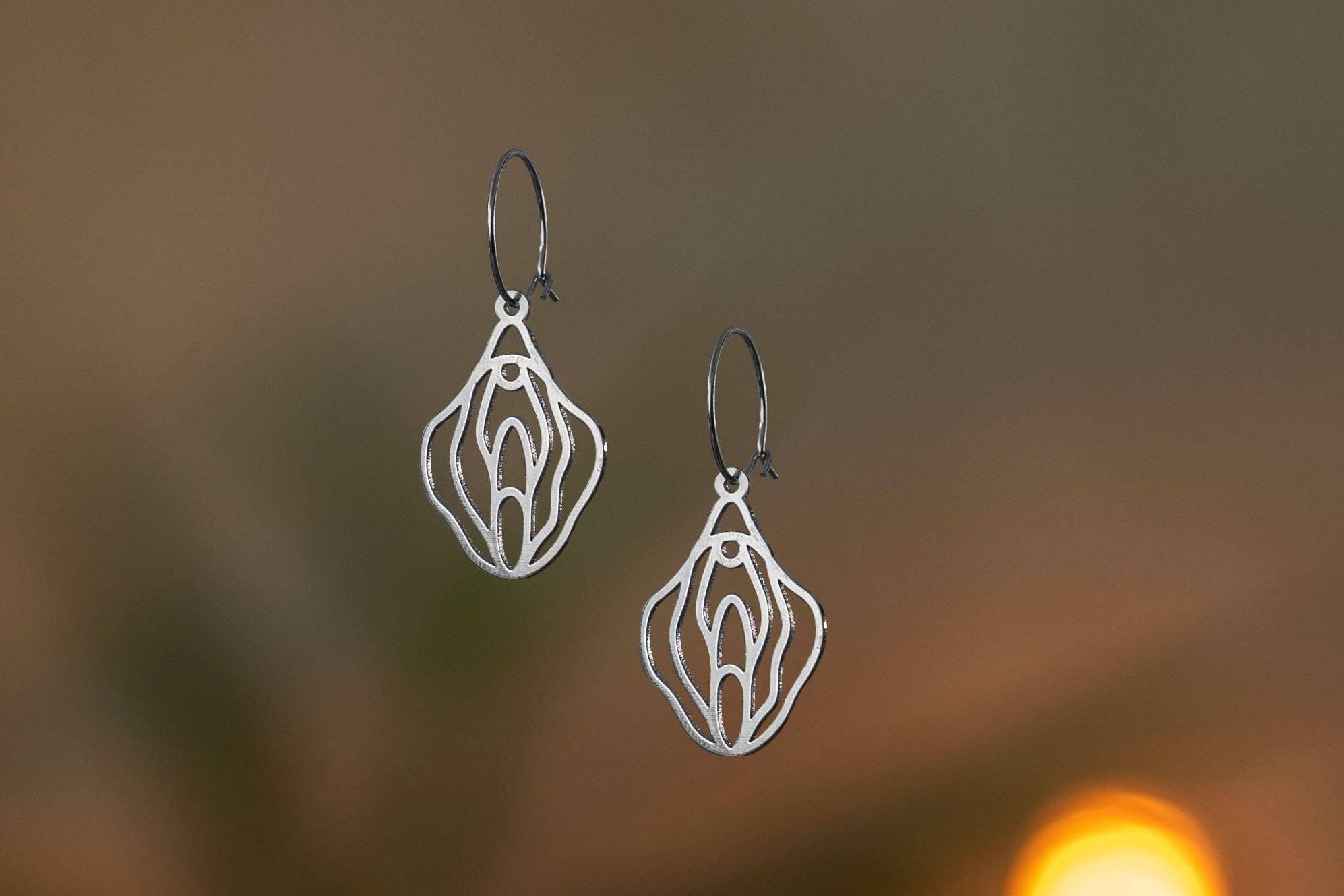 Vulva Design Earrings | Silver