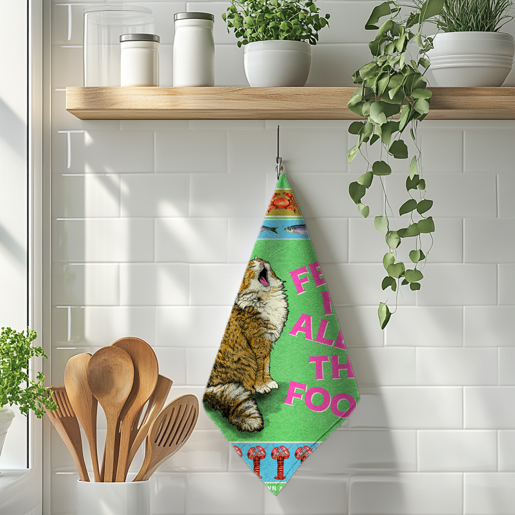 Feed The Cat Tea Towel | 100% Cotton Dish Towel