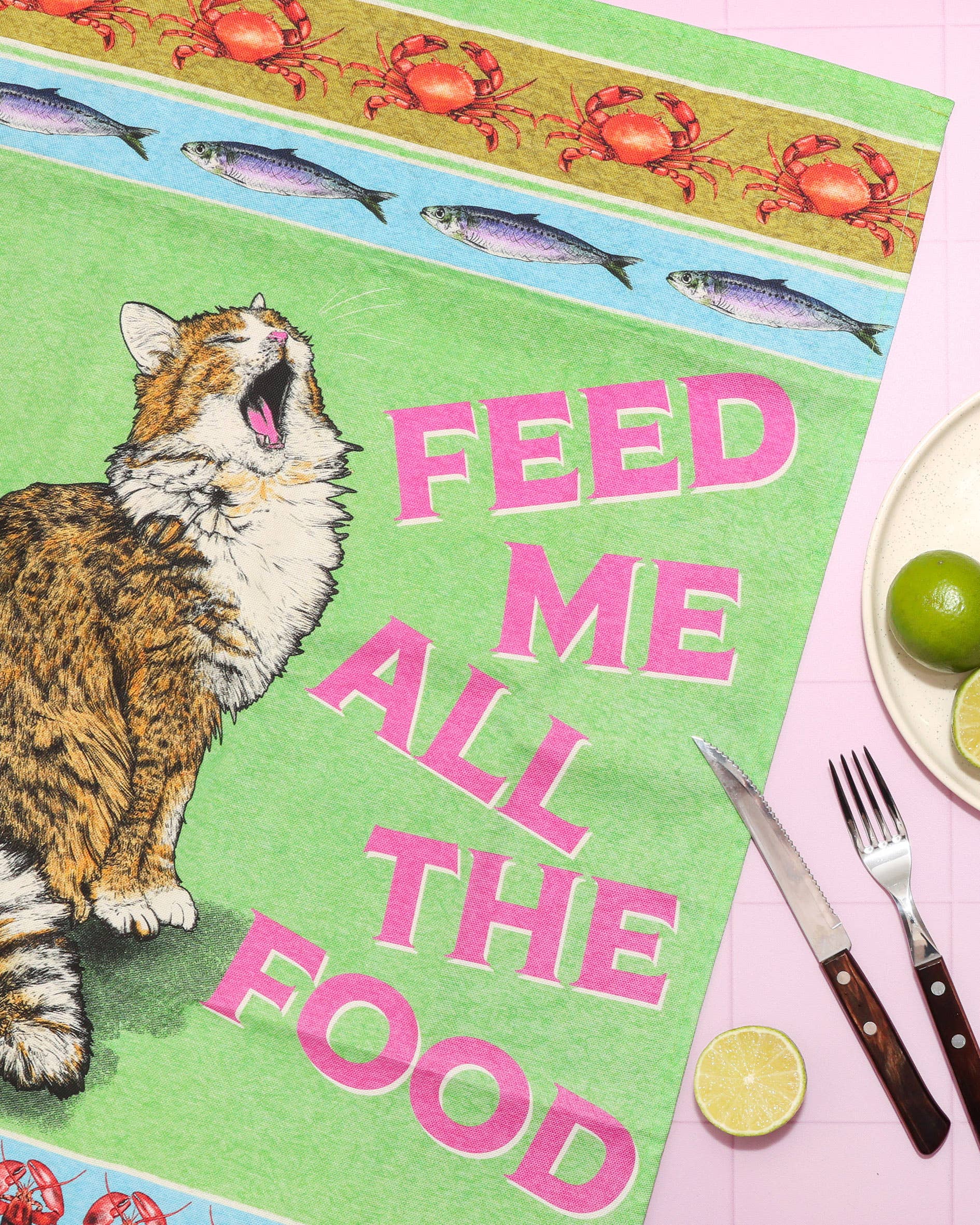 Feed The Cat Tea Towel | 100% Cotton Dish Towel