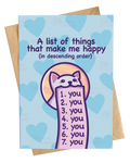 Card: A List of Things That Make Me Happy (You)!