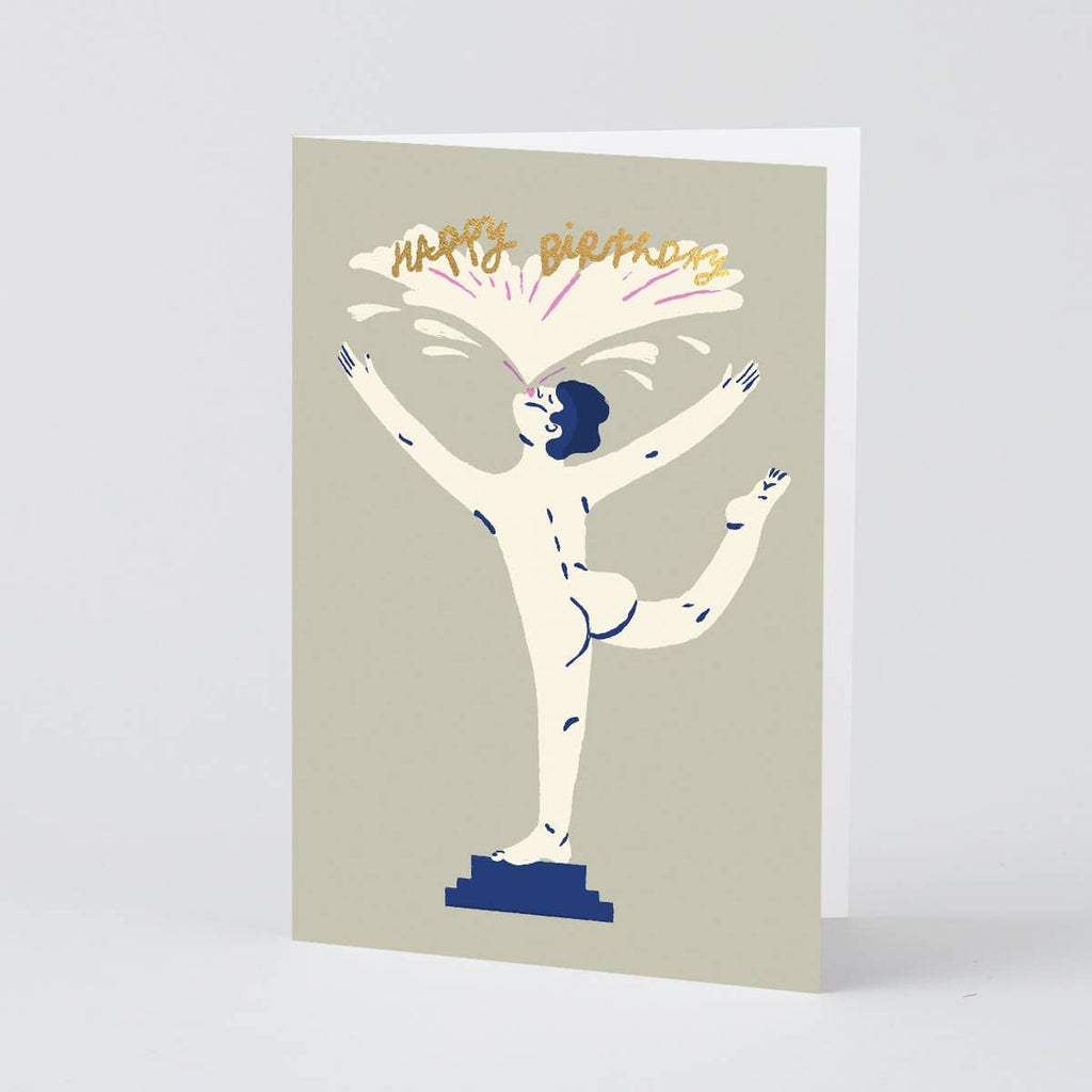 'Happy Birthday Statue' Greetings Card