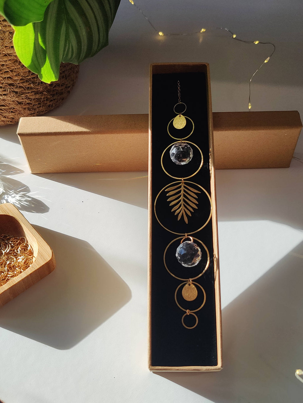 GAÏA • Brass & glass crystal suncatcher